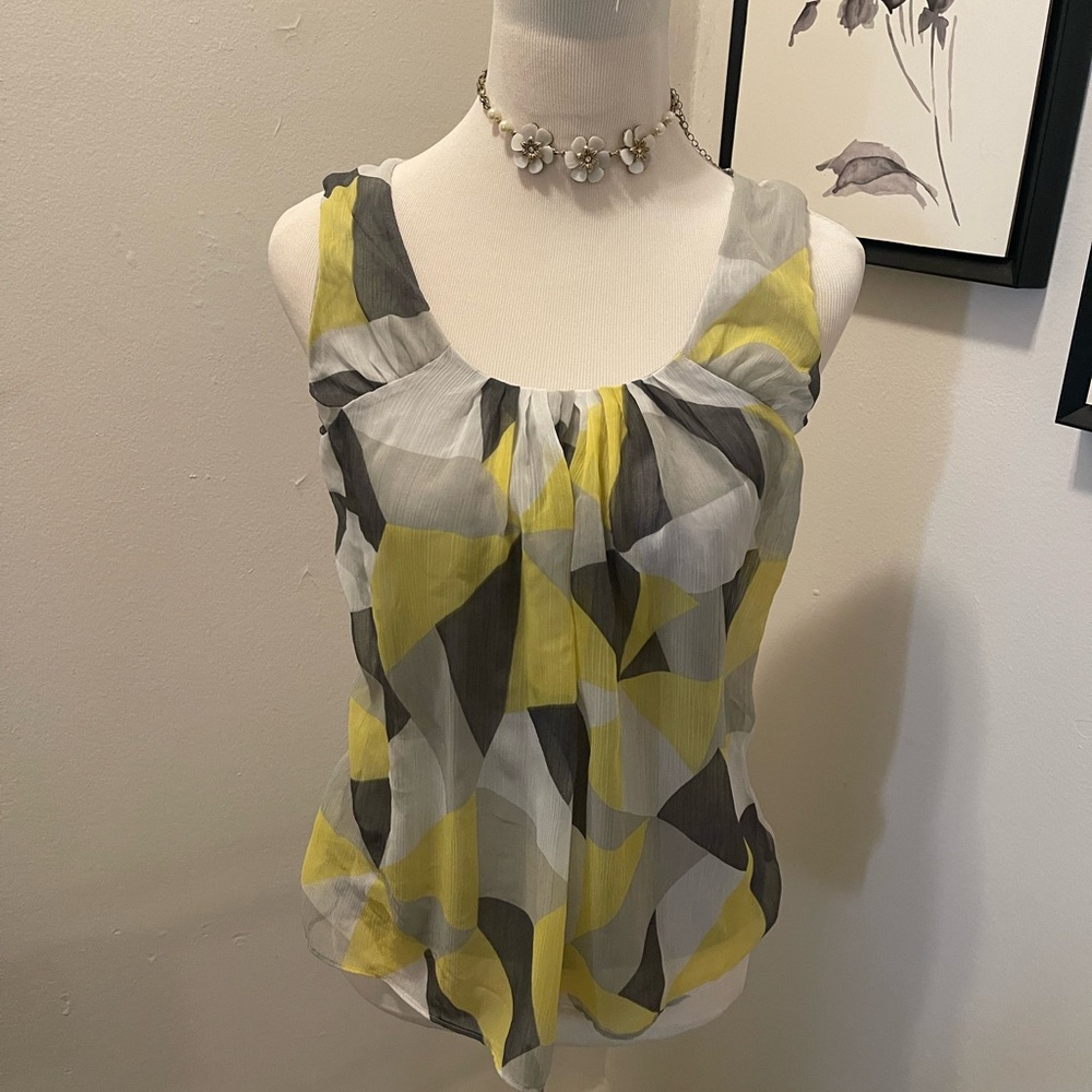 Sleeveless Gray and Yellow Women's Top